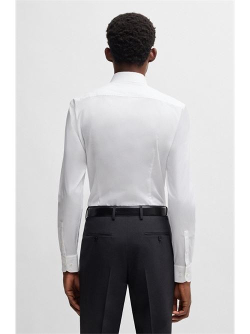 Slim-fit shirt in easy-iron stretch-cotton poplin BOSS | 50538949 H-HANK-KENT-C3-214.100